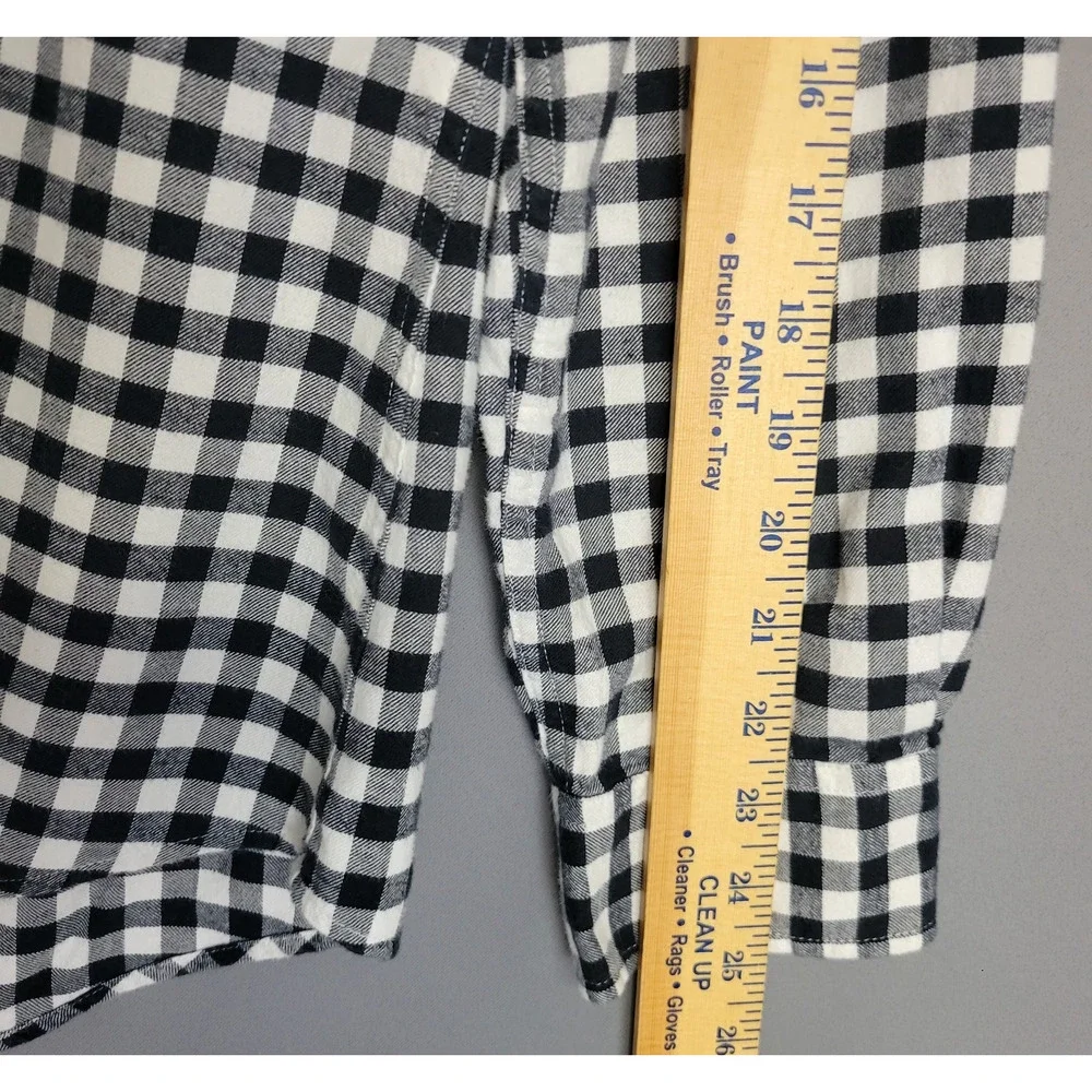 Vineyard Vines Gingham Top Womens 14 Black White 1/2 Button Flannel Tunic